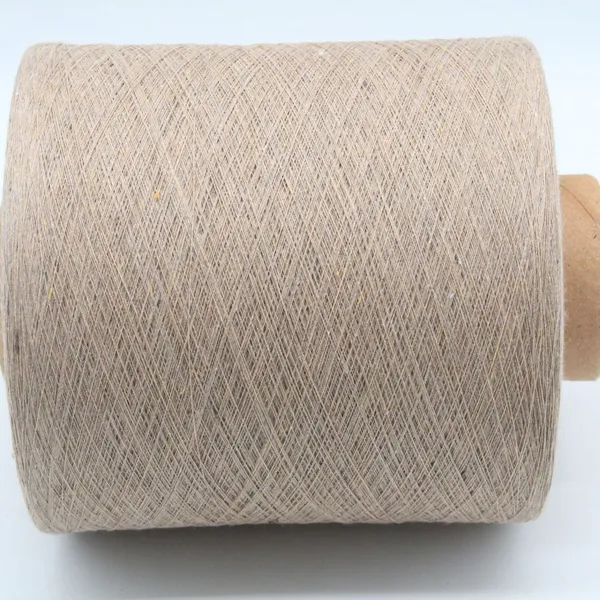 Weaving Yarn Supplies Ne12s/1 of Recycled 60/40 Polyester-cotton Light Brown Colored Yarn photo-2