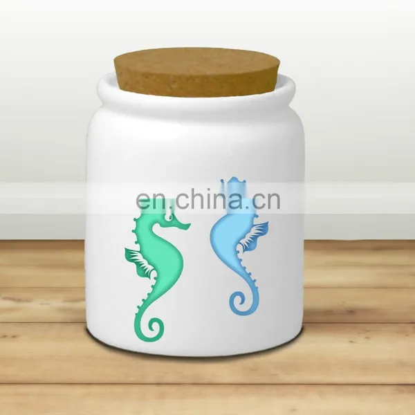 New Factory Custom Design Small Mini Decorative Ceramic Week Stash Jar With Cork Lid photo-5