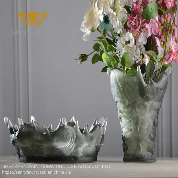Folkcrafts Black Artwork Vase Rhinoceros Design Manufacturers Wholesale photo-2