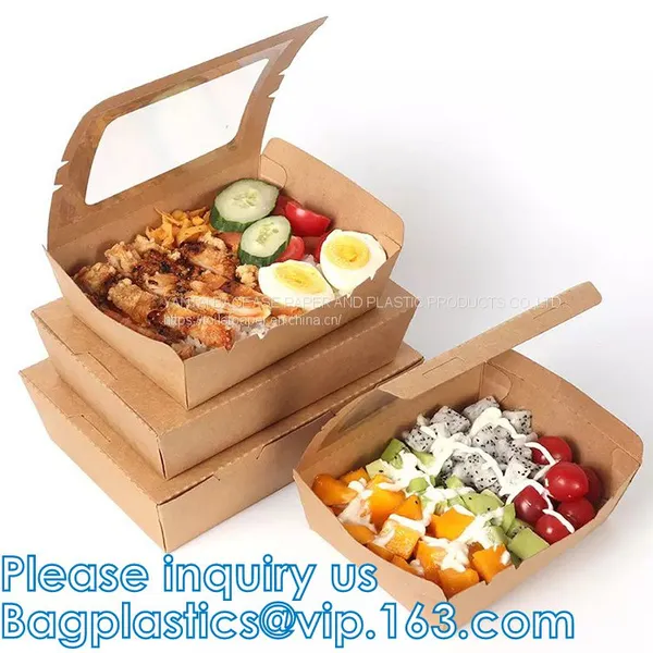 Kraft Food Container Lunch Box 2 Compartment, Bento Lunch Box Container,Airtight Microwave Safe Crisper Box Fast Food photo-4