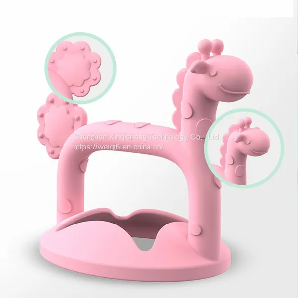 Bear Rabbit Giraffe Wooden Bpa Food Grade Colorful Hippo Silicone Teether Wrist Baby Teether Wholesale Baby Teether photo-3