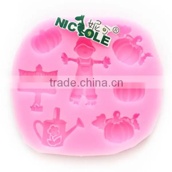 F0536 Nicole Hallowmas Pumpkin Silicone Molds For Cake Decorating Tool photo-4