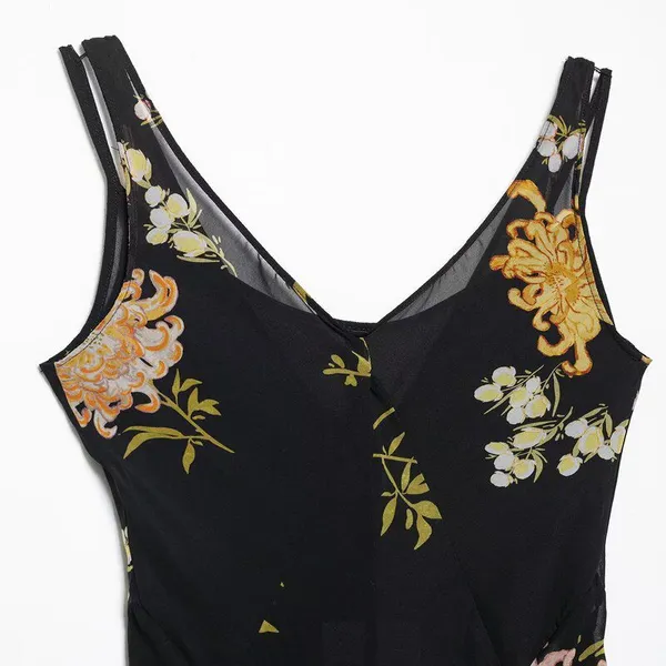 2025 Summer New Women's Suspender Temperament Printed Sleeveless V-neck Long Dress photo-4