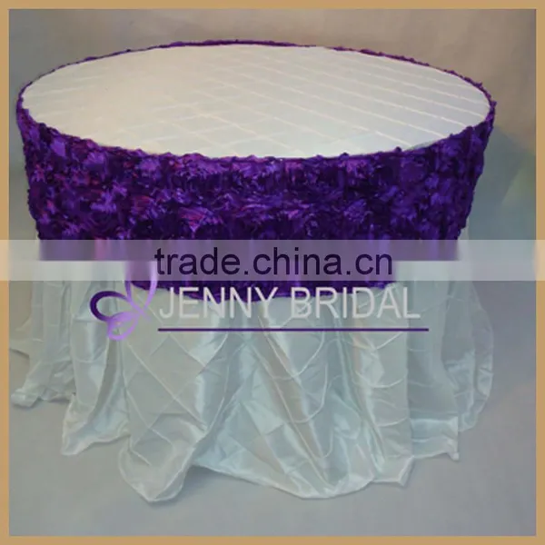 TR003G Luxury Satin Rosette Round Table Skirting Designs for Wedding photo-5