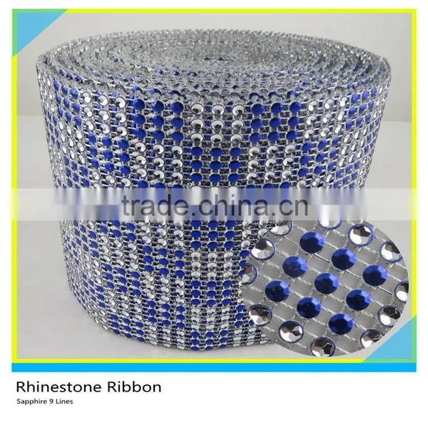 Dress Decoration Rhinestone Mesh Ribbon Pink Flower 24 Rows Plastic Mesh Trim 10 Yards photo-2