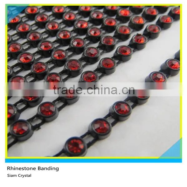 Plastic Cup Rhinestone Sew on Ss10 3mm Crystal White Black Banding 1x180 Pcs 10 Yards photo-3