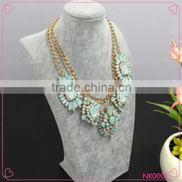 2015 Factory Wholesale Fancy Colorful Resin Beads Chunky Necklace Fashion Women Sweater Necklace