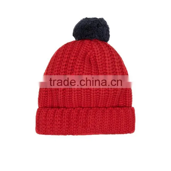 Mens Custom Red Pom Pom Beanie Hats Wholesale photo-4