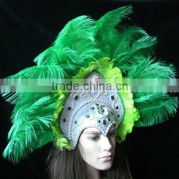 Green Ostrich Feather With Princess Headdress, Indian Headdress photo-2