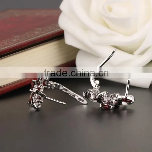 925 Sterling Silver Garnet Earring English Lock Wholesale Hongkong&China photo-2