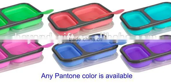 High Quality Kids and Adults Leakproof Eco-friendly Microwave Silicone Japanese Lunch Box photo-3