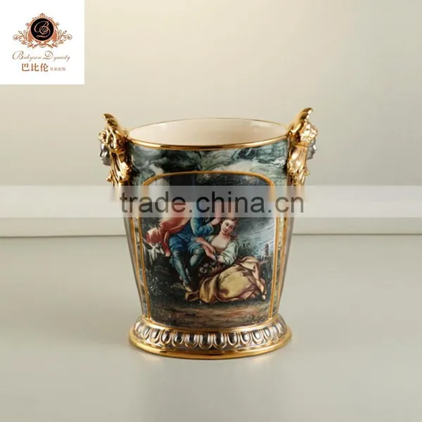 Hand Painting Home Decoration Big Marble Green Ceramic Flower Vase,porcelain Vase photo-3