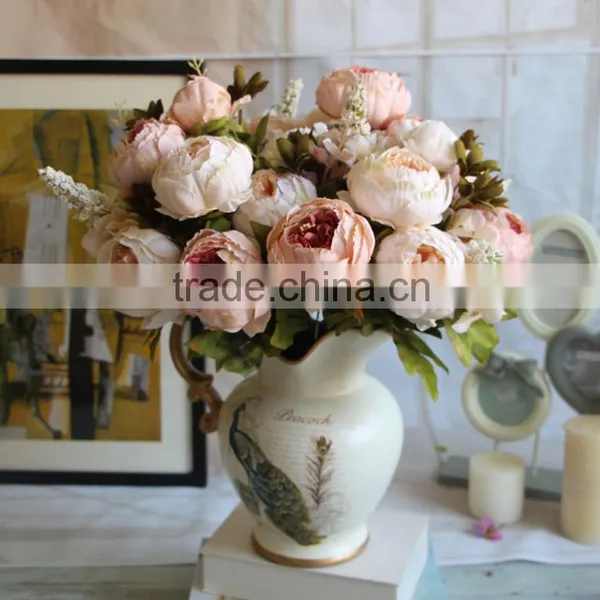 High Quality Artificial Flowers Vintage Peony Silk Flower Single Artificial Peony Wedding Flowers photo-3