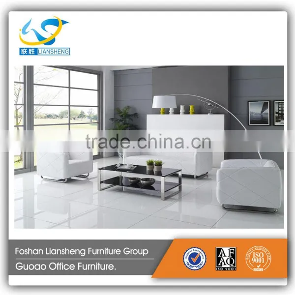 2016 Elegant White Long Office Leather Sofa Set Designs photo-2