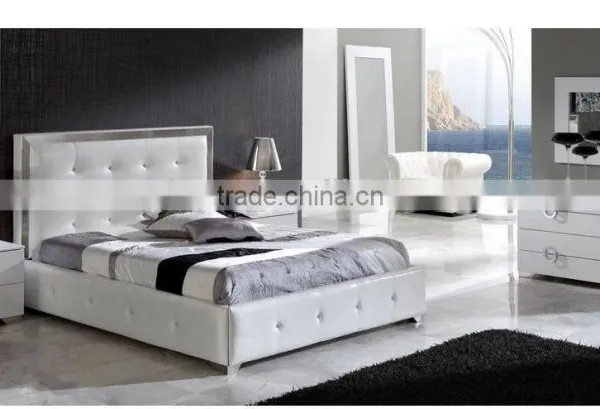 Furniture bed set white leather bed