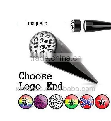 Fake Magnetic Ear Taper Cheater Magnet Plug Leopard Print