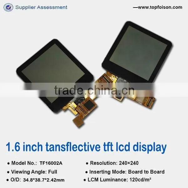 2014 Hot Selling 1.6'' Transflective Square Lcd Display With Capacitive Touch Panel