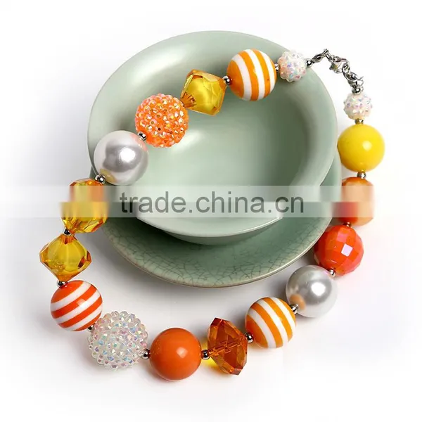 Fashion Children's Necklace Best Selling Orange Colors Plastic Kids Bead Fashion Chunky Necklace Pendant for Girls photo-2