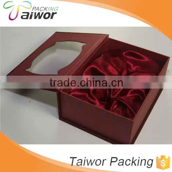 High End Custom Magnet Lid Paper Satin Lining PVC Window Gift Box photo-2