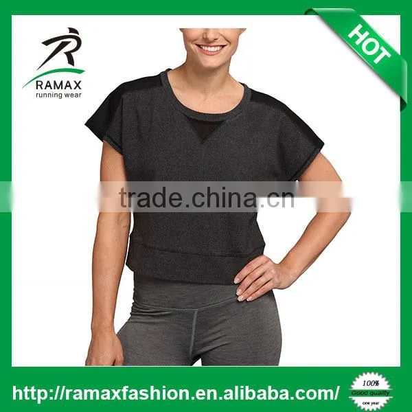 Ramax Custom Women Sports French Terry Wholesale Crewneck Short Sleeve Sweatshirt Tops photo-2
