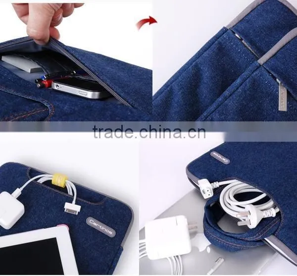 Customize Hot Selling Denim Computer Messenger Pouch Tote Case 15.4" 15.6" Laptop Shoulder Bag For HP photo-6