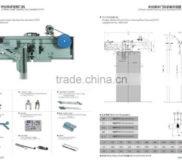 2 Panels Center Opening Door Operator (VVVP) HDO-01V