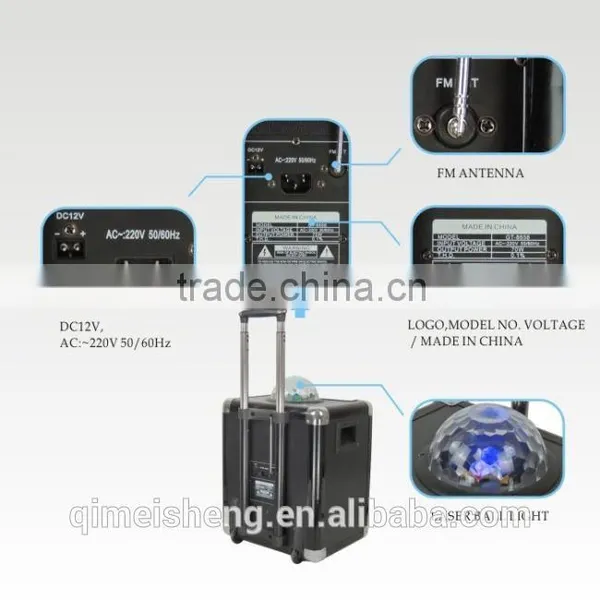 HOXEN 40W 8inch Portable Trolley Party Speakers With Disco Ball Light Show photo-4