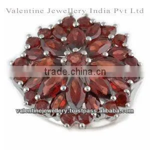 925 Silver Ring, Garnet Silver Ring, Silver Garnet Ring