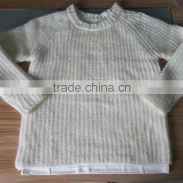 Lady's Japanese New Fashion Loose Fit Wool Knitted With Lining Sweater photo-5