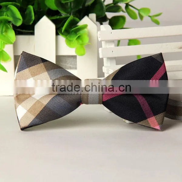 2016 Custom Made Double Sided Pre-tie Plaid Pattern Mens Bow Ties for Boys photo-3
