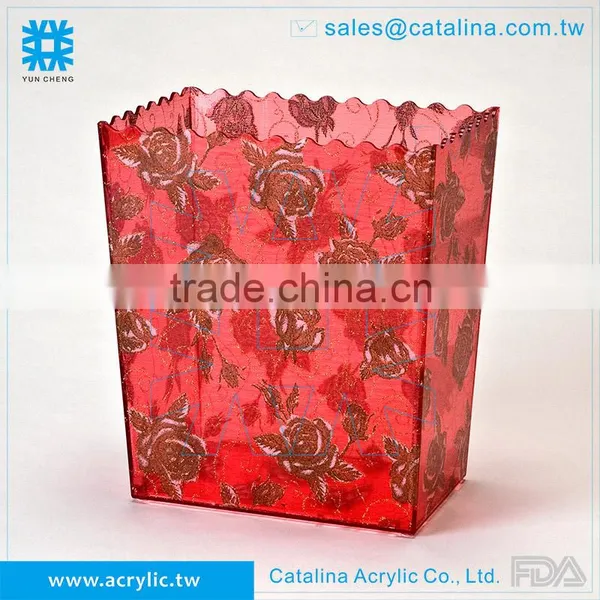 Hand Made Line Design Acrylic Hotel Bathroom Waste Bin photo-3