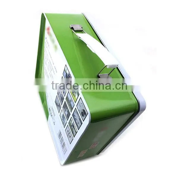 Recyclable Feature Handled Rectangle Tin Bluetooth Lock Box photo-4