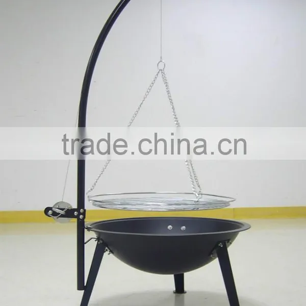 Sling Chain BBQ Grill With Adjustable Cooking Height, Pulley Tripod Grill