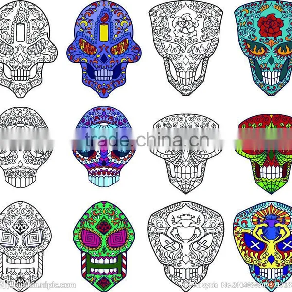 Full Colors and Black Animal Heads Temporary Skulls Tattoo for Man Arm photo-5