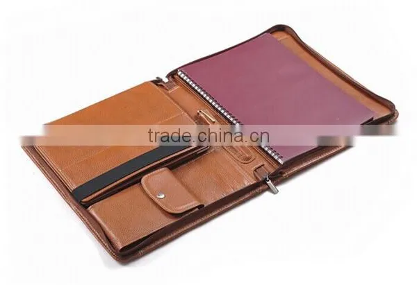 High Quality Leather Document Portfolio Folder With Holder for Tablet and Mobile Phone photo-3