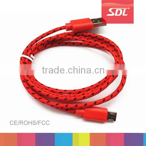 Colorful Fabric Woven Data Transfer Using USB Data Cable Types for Camera Mobile Phone Tablet Electronic Devices