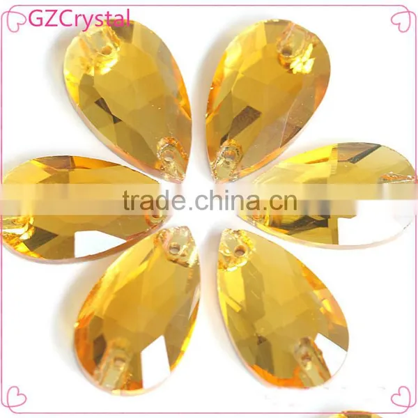 Fashion Teardrop Flat Back Two Holes Crystal Stone Design for Dresses
