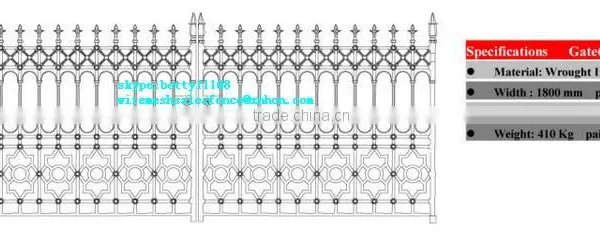 Outdoor Decoration Application Forged Iron Fence Design Wrought Iron Fence Gate