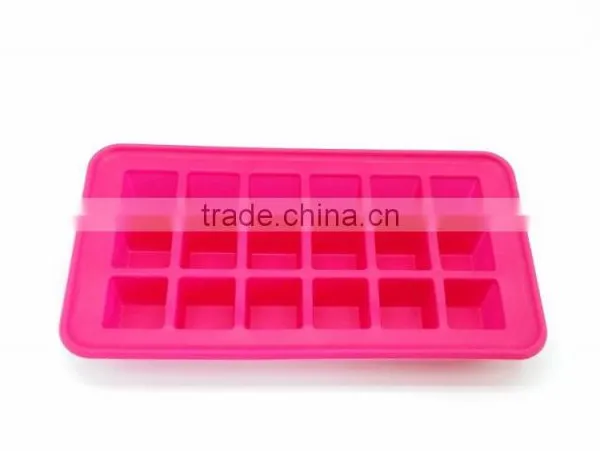 Silicone Ice Cube Tray Hot Pink, 18 Perfect Square Ice Tray, Superior Mold With Flexible Easy Release Silicone Square Ice Tray photo-2