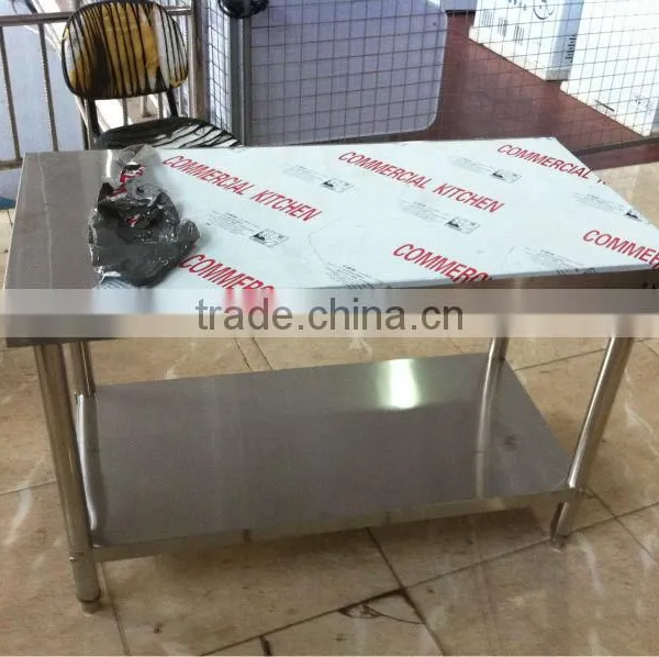 Mobile Flat Prep Food Table With Under Shelf- Round Leg