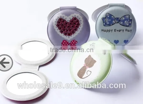 Pu Leather Cosmetic Mirror With Flowers photo-4