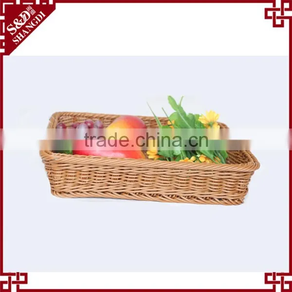 Hand Woven Customized Food Storage Square Shape Plastic Poly Rattan Basket for Fruit photo-4