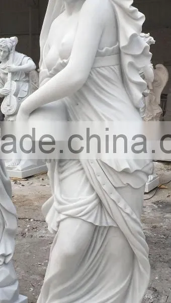 Natural Marble Stone Carved Woman Garden Statue photo-3