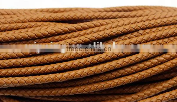100% Handmade Weave 4mm Diameter Green Real Leather Cord photo-4
