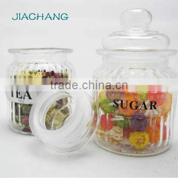 Chinese Style Recycled Glass Tea Sugar Coffee Jar With Brand and Lid photo-3