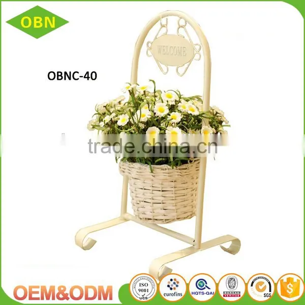 Wholesale Decorative Wicker Flower Basket With Metal Stand photo-5