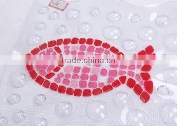 Transparent PVC Anti Slip Bath Mat With Fish Patterns/bathroom Mat photo-3