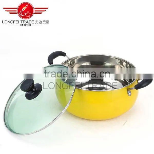 New Design 5pcs Colorized Drum-shaped Stainless Steel Soup Pot Kitchen Cookware With Decal photo-4