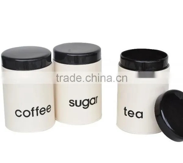 Plastic Lid Tea Sugar Coffee Kitchen Container Set of 3 photo-2