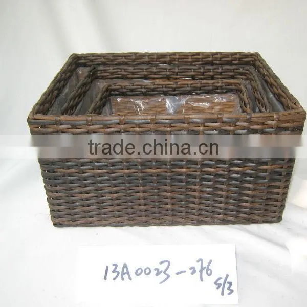 Square PE Plastic Rattan Material Storage Basket Plant Pot photo-2